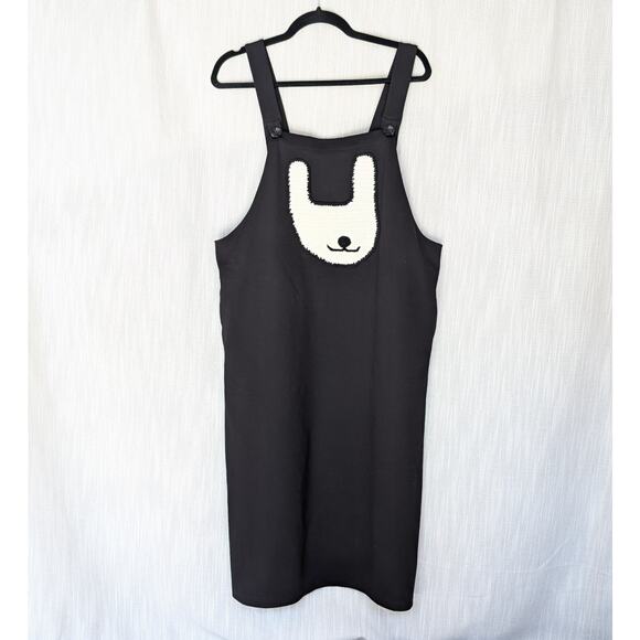 NWT URLAZH Black Overall with Knit Rabbit Sleeveless Midi Dress, size M - Picture 1 of 7